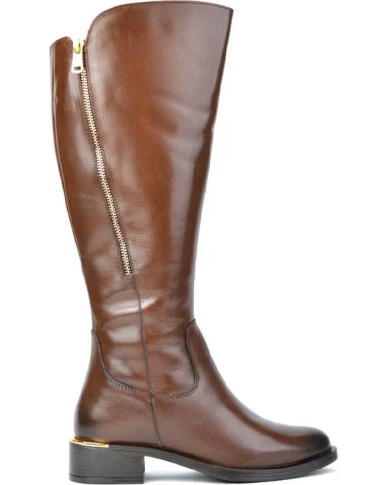 CARAMELO BOTAS ALTAS DE MUJER CAR513-13 EN PIEL CAFÉ CAFEPIEL CAFE