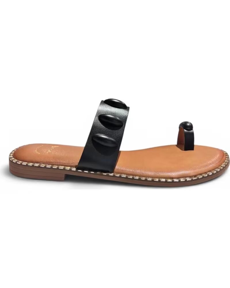 TIMBOS SANDALIA ESCLAVA PLANA 132993 CON DETALLE DE TACHUELAS NEGRO
