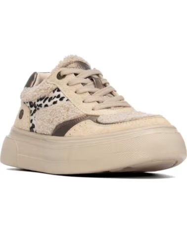 REFRESH ZAPATILLAS 176236 DE PLATAFORMA EN TONO BEIGE CON DETALLES DE PELO Y ANIMAL PRINT