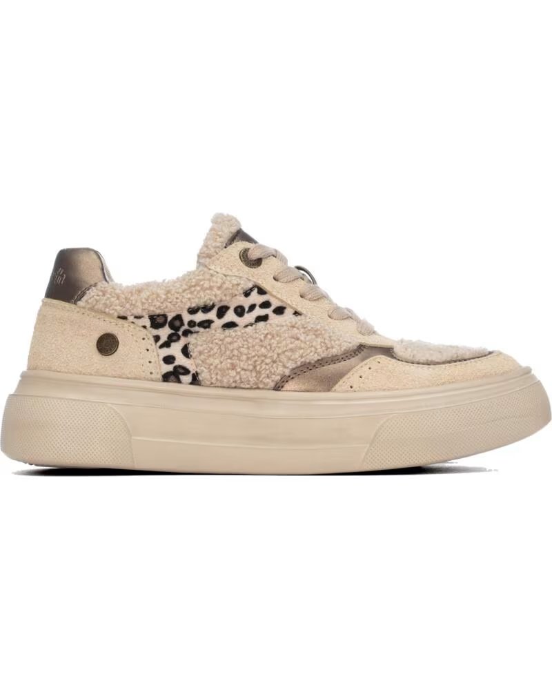 REFRESH ZAPATILLAS 176236 DE PLATAFORMA EN TONO BEIGE CON DETALLES DE PELO Y ANIMAL PRINT