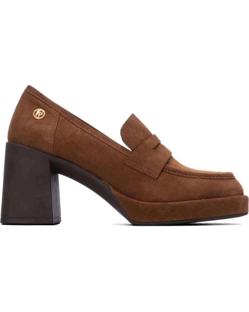 CARMELA MOCASSINS À TALON LARGE SUÉDINE 164400 CAMEL