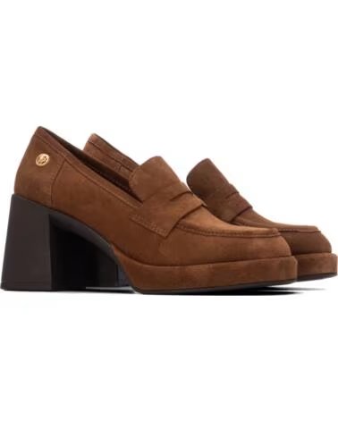 CARMELA MOCASSINS À TALON LARGE SUÉDINE 164400 CAMEL