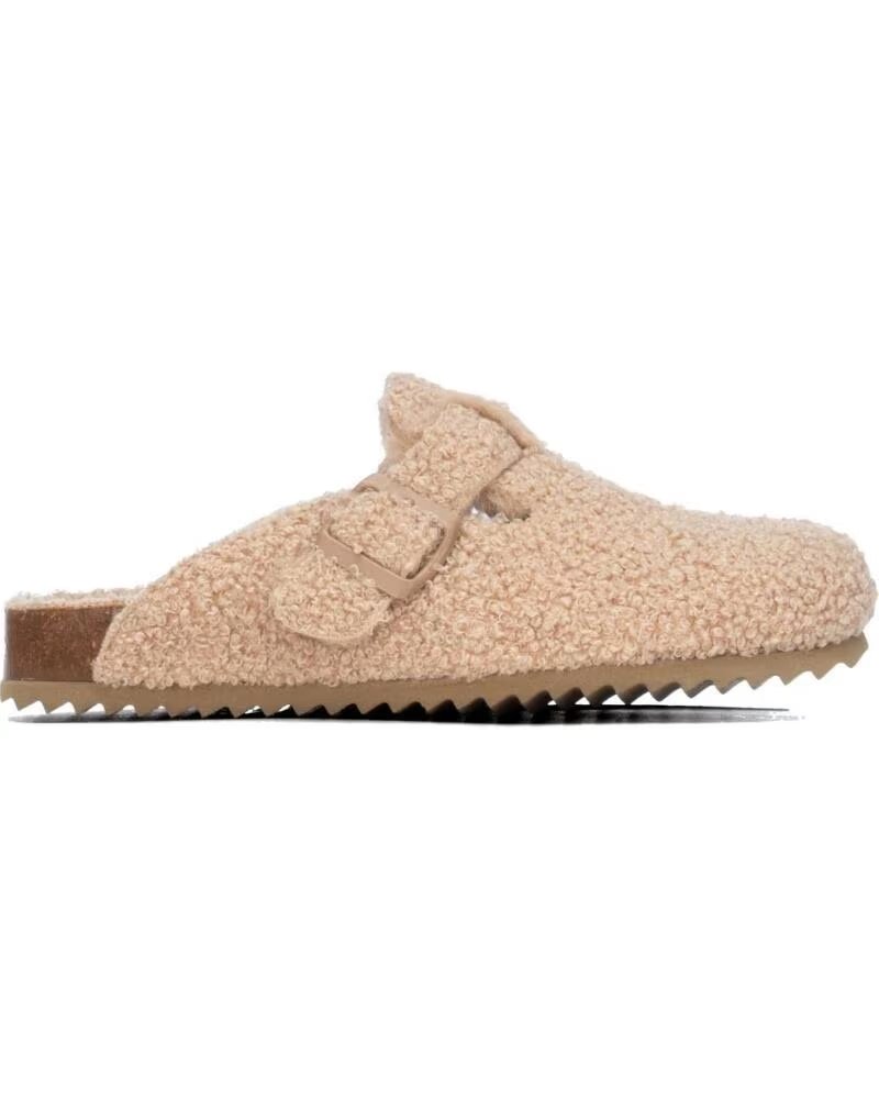 XTI ZUECOS DE MUJER 146343 EN COLOR BEIGE CON ACABADO EFECTO BORREGUITO