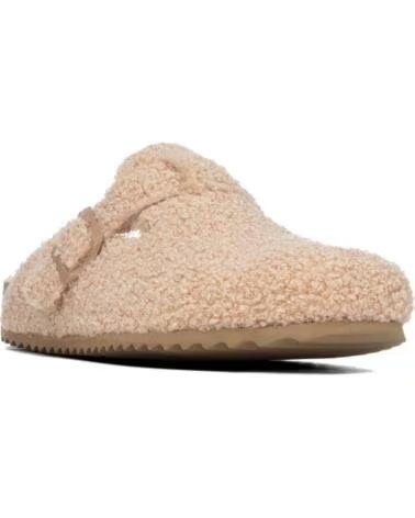 XTI ZUECOS DE MUJER 146343 EN COLOR BEIGE CON ACABADO EFECTO BORREGUITO
