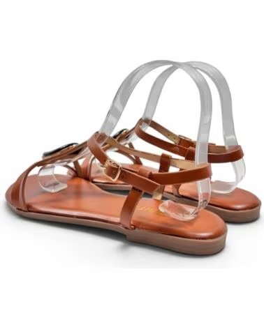 TIMBOS SANDALE PLATE FEMME CAMEL 133378 MARRóN
