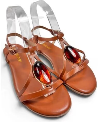 TIMBOS SANDALE PLATE FEMME CAMEL 133378 MARRóN