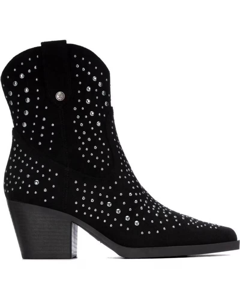 XTI BOTINES CAMPEROS 146192 NEGROS CON TACHUELAS Y TACÓN NEGRO