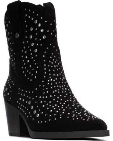 XTI BOTINES CAMPEROS 146192 NEGROS CON TACHUELAS Y TACÓN NEGRO