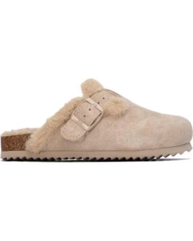 XTI ZUECOS DE MUJER 154096 EN BEIGE CON DETALLE DE PELO