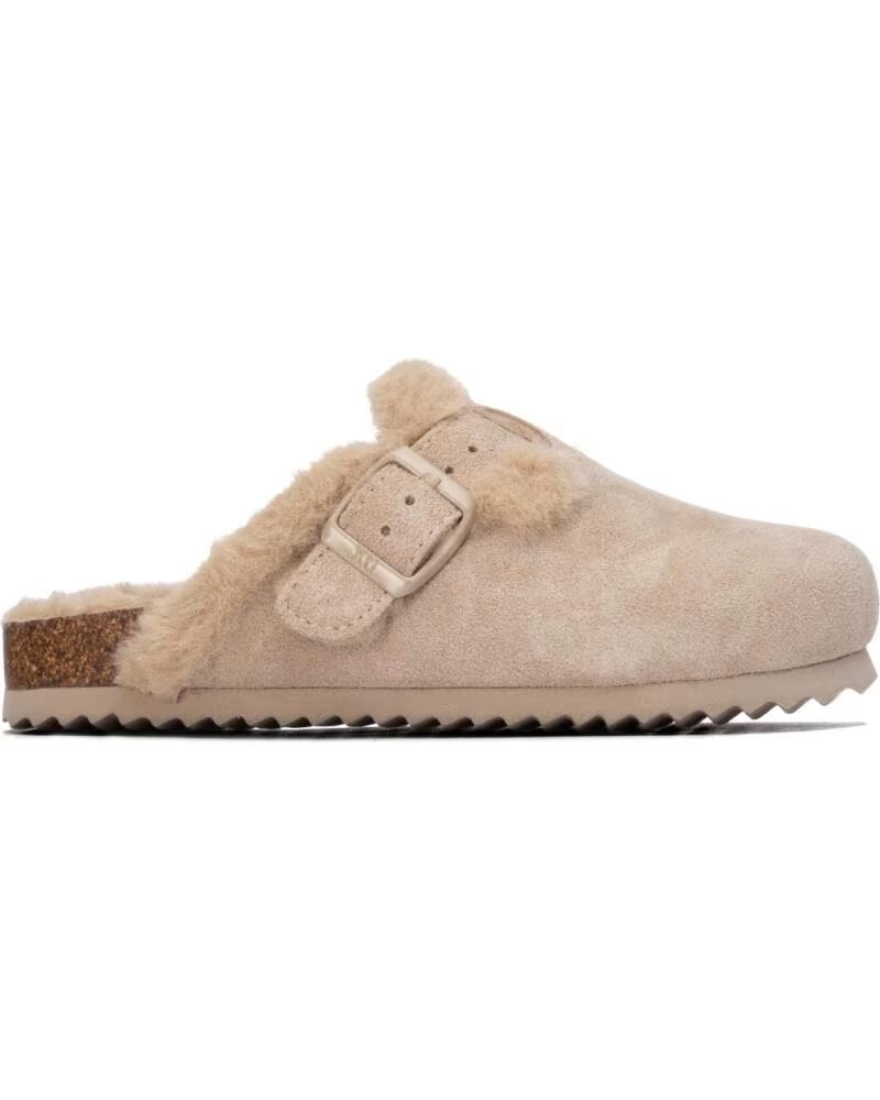 XTI ZUECOS DE MUJER 154096 EN BEIGE CON DETALLE DE PELO