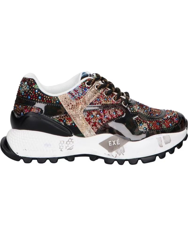 EXE ZAPATILLAS D190608-24 STRASS NEGRAS Y ROJAS BLACK RED