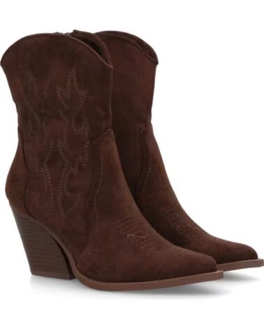 SPORT3PUNTO0 BOTINES COWBOY 2A-1410 MARRÓN CON TACÓN Y BORDADOS VARIOS COLORES