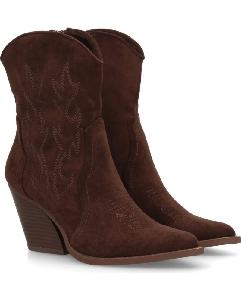 SPORT3PUNTO0 BOTINES COWBOY 2A-1410 MARRÓN CON TACÓN Y BORDADOS VARIOS COLORES