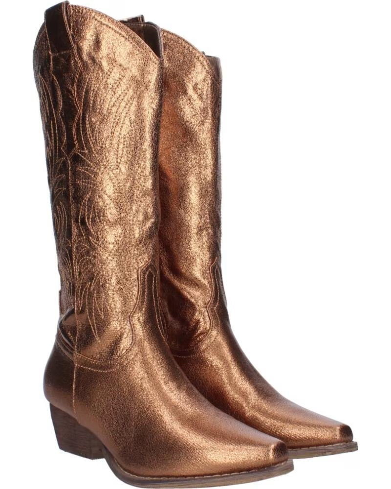SPORT3PUNTO0 BOTAS ALTAS ESTILO COWBOY A-2442 EN TONO BRONCE METALIZADO VARIOS COLORES