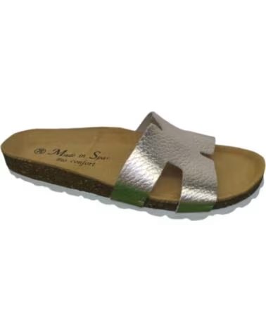 KATOSINES SANDALIA BIO DE PIEL CÓMODA PLANTILLA DE PARA MUJER TALLAS 36 A 41 HECHO EN ESPAÑA MODELO 130 PLATEADO