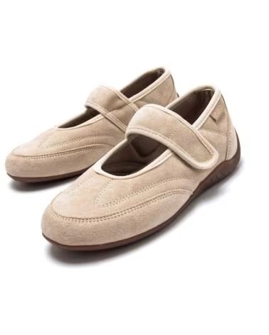 MTNG ZAPATILLAS ESTILO BAILARINA 40090 EN COLOR BEIGE CON CIERRE DE VELCRO