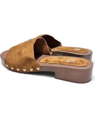 TIMBOS ZUECO TACÓN BAJO DE MUJER CAMEL 133455 MARRóN