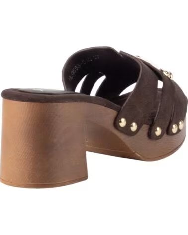 KESLEM HLG588-510 ZUECOS TACÓN ANCHO HEBILLA MARRON