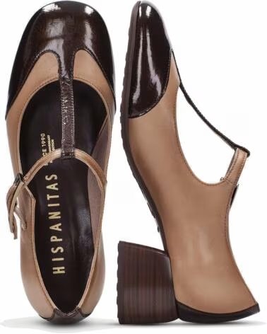 HISPANITAS ZAPATOS CON TACÓN PARA MUJER BHI265094 CHAROL ESPRESSO ESPRESSOC005