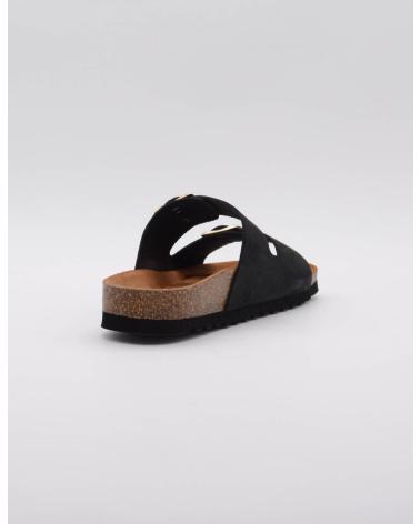 SANDALI BASSI BIO AUTENTI 747 NERI CON FIBBIE IN CAMOSCIO NEGRO