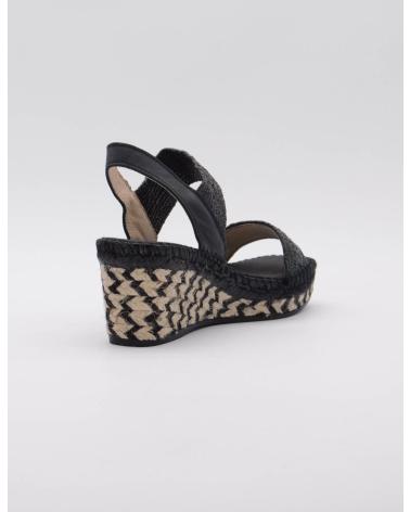 SANDALES COMPENSÉES JUNCAL AGUIRRE EN RAPHIA NOIR ET ESPARTO NEGRO