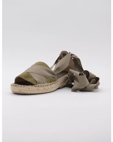 ESPADRILLAS JUNCAL AGUIRRE MASAL TELA KAKI CON LACCI VERDE
