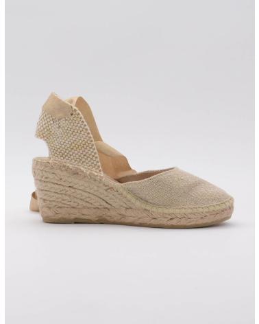SANDALES COMPENSÉES JUNCAL AGUIRRE VALENCIANA EN ESPADRILLE AVEC LACET BEIGE ORO