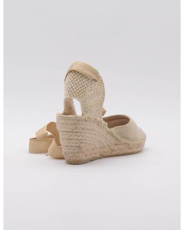 SANDALES COMPENSÉES JUNCAL AGUIRRE VALENCIANA EN ESPADRILLE AVEC LACET BEIGE ORO