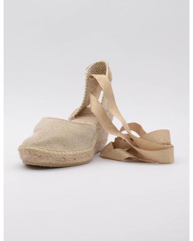 SANDALES COMPENSÉES JUNCAL AGUIRRE VALENCIANA EN ESPADRILLE AVEC LACET BEIGE ORO