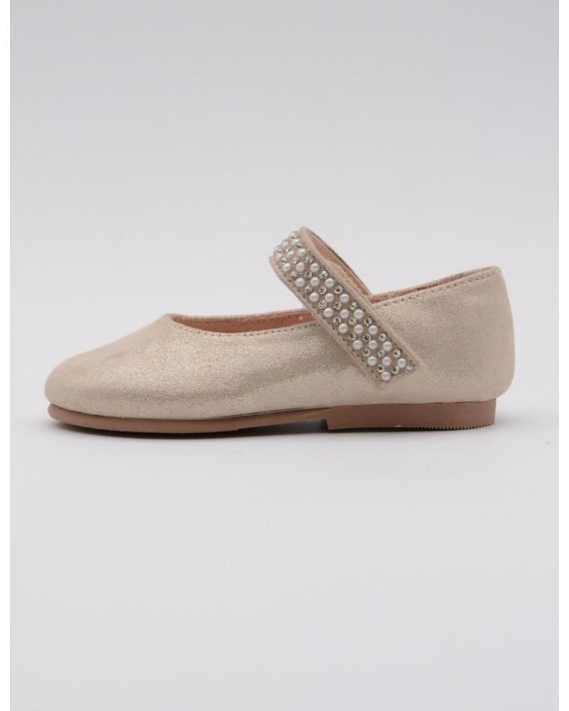 MERCEDITAS RUTH CON TIRA DE PERLAS Y BRILLO DORADO ORO