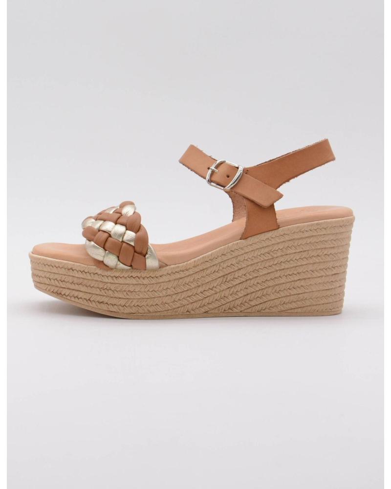 ALEKYOS KEILSANDALEN GEFLOCHTEN AUS BRAUNEM LEDER MIT GOLDDETAILS MARRON