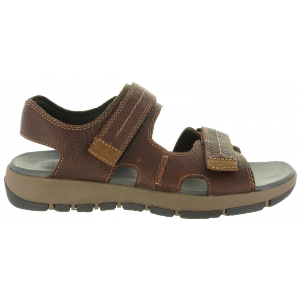 Man Sandals CLARKS 26131549 BRIXBY DARK BROWN LEA Man Sandals CLARKS 26131549 BRIXBY DARK BROWN LEA