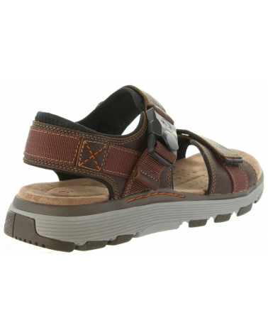 Man Sandals CLARKS 26131860 UN TREK  DARK TAN LEA