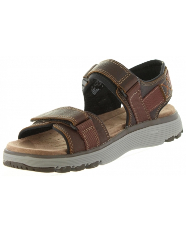 Man Sandals CLARKS 26131860 UN TREK  DARK TAN LEA