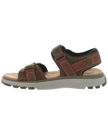 Man Sandals CLARKS 26131860 UN TREK  DARK TAN LEA