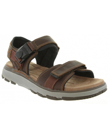Man Sandals CLARKS 26131860 UN TREK  DARK TAN LEA