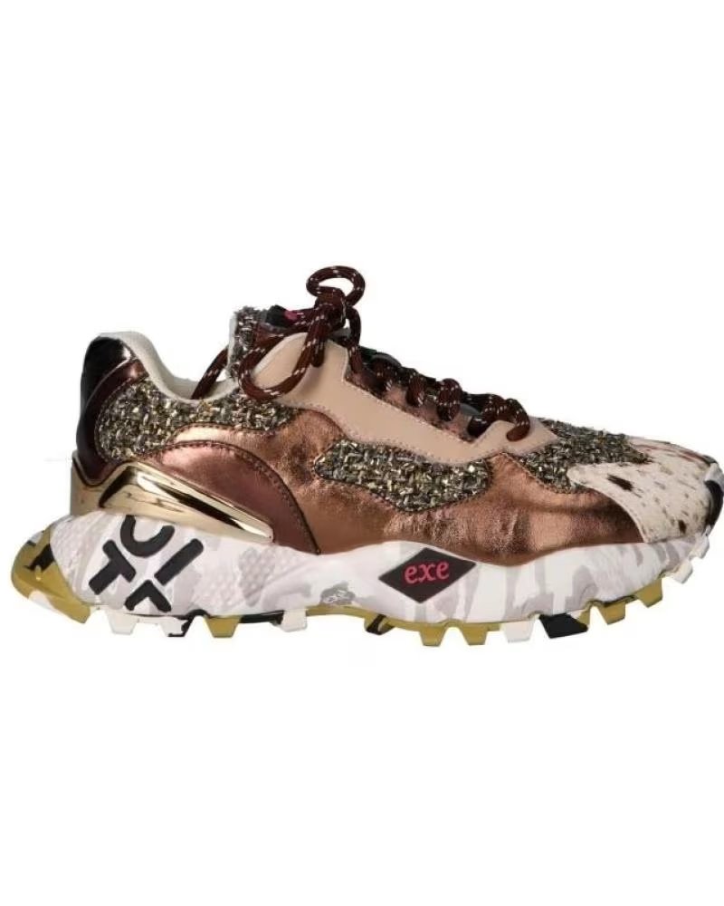EXE 134-160 ZAPATILLAS DEPORTIVAS PIEL BRONCE Y BEIGE LEATHER BRONZE
