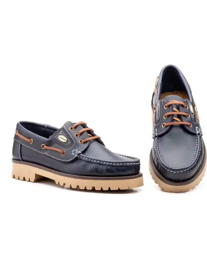 KATOSINES ZAPATOS NÁUTICOS DE PIEL PARA HOMBRE CON SUELA TRACK TALLAS 39 A 46 MODELO 802 AZUL