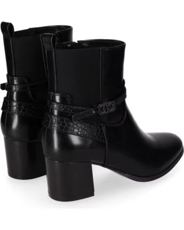 CHIKA10 CAYETANA 06 BOTINES DE PIEL SINTÉTICA TACÓN ALTO NEGRO-BLACK