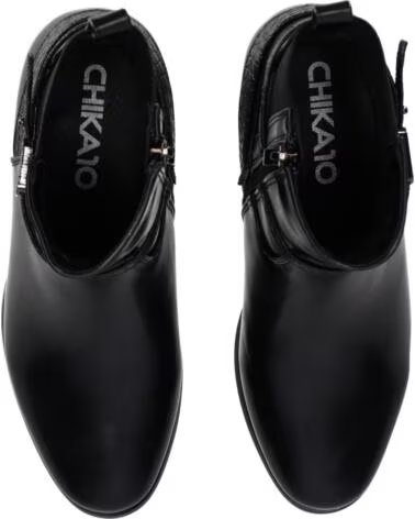 CHIKA10 CAYETANA 06 BOTINES DE PIEL SINTÉTICA TACÓN ALTO NEGRO-BLACK