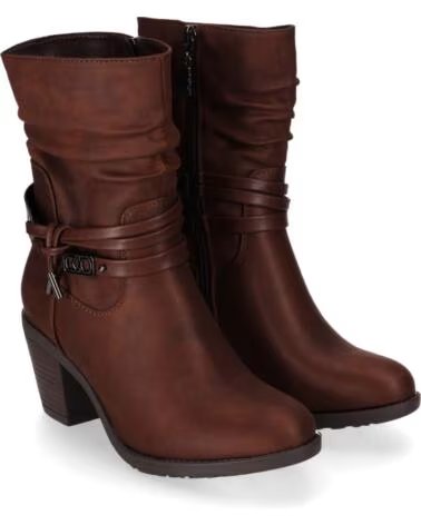 CHIKA10 TONIA 21 BOTINES PIEL SINTÉTICA MUJER TACON MEDIO MARRÓN MARRON-BROWN