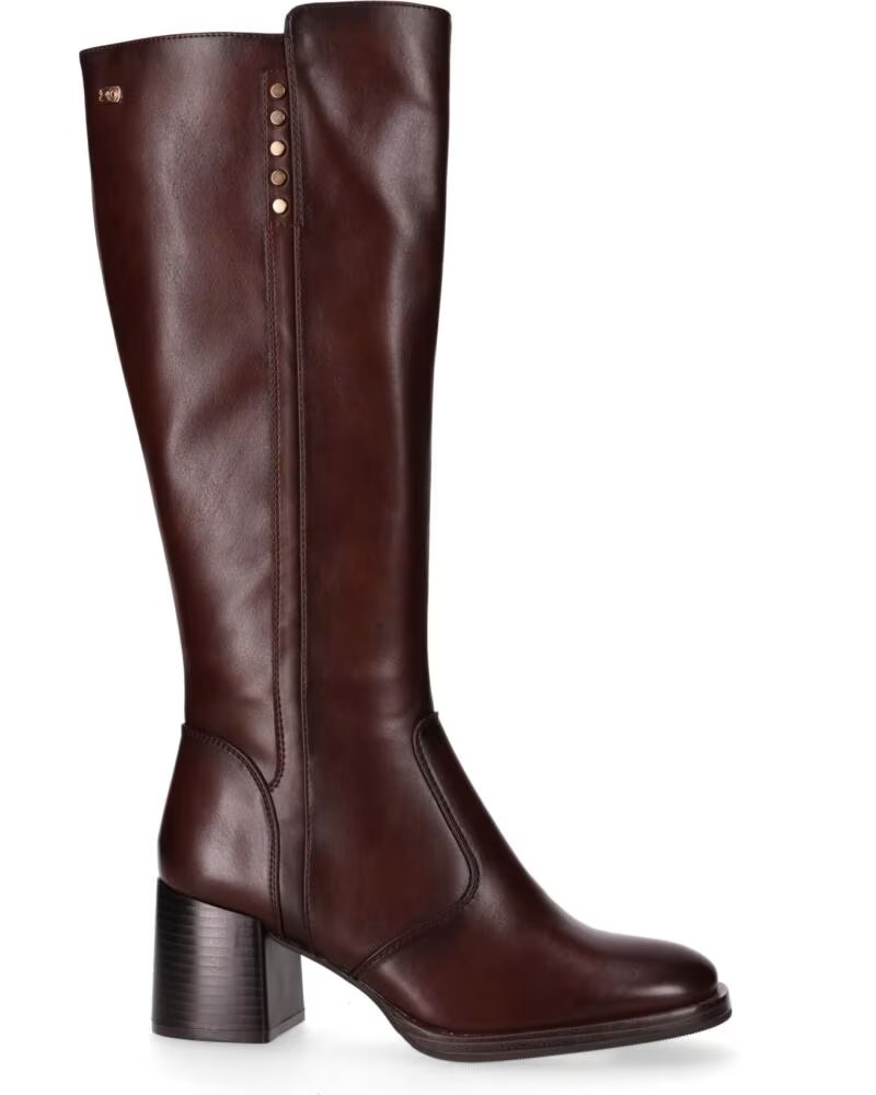 CHIKA10 TUKANA 05 BOTAS PIEL SINTÉTICA TACÓN MEDIO MARRÓN MARRON-BROWN