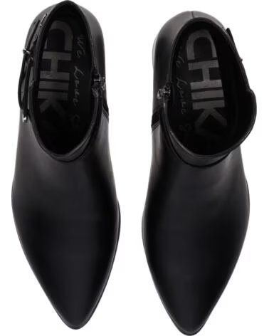 CHIKA10 ESPINO 01 BOTINES DE PIEL SINTÉTICA CON TACÓN MEDIO NEGRO-BLACK