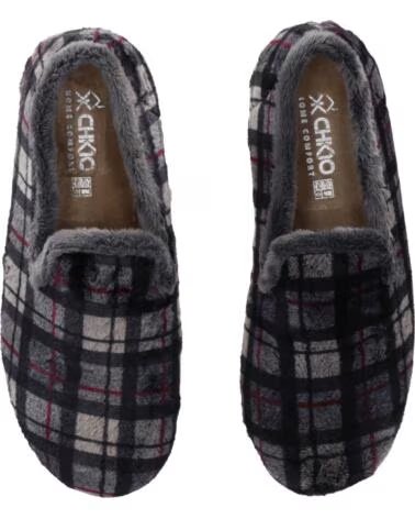 CHIKA10 AMARENA SLIPPERS TEJIDO CUADROS HOMBRE NEGRO-BLACK