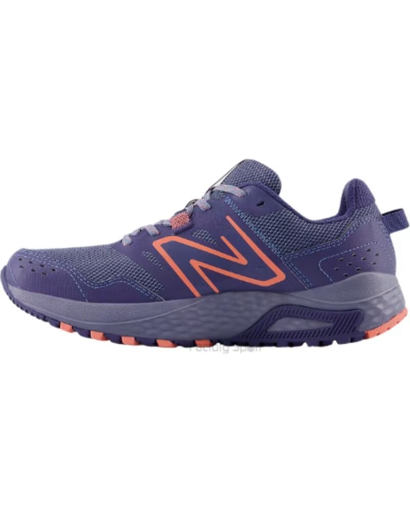 ZAPATILLAS TRAIL RUNNING NEW BALANCE WT410 V8 AZUL Y SALMÓN MUJER CJ