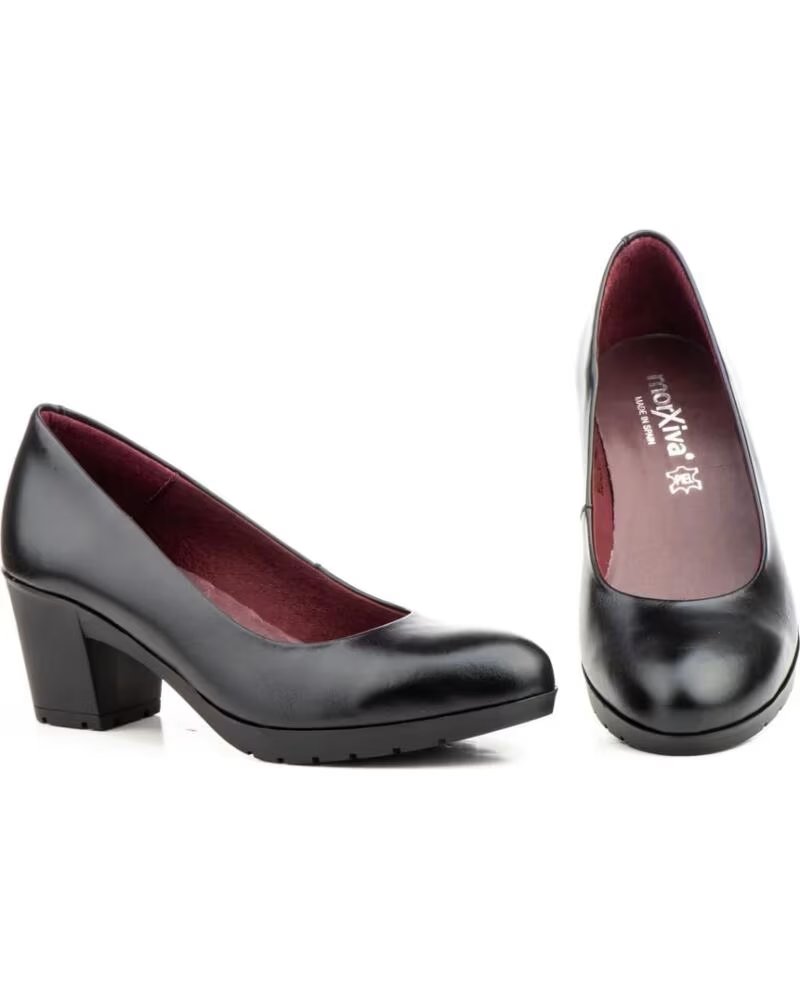 MORXIVA ESCARPINS FEMME CUIR NAPPA TALON LARGE MX923 NEGRO