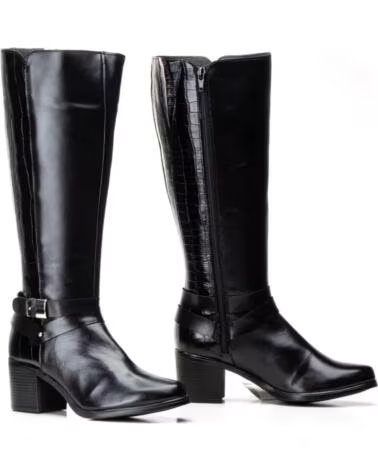 JAM BOTAS DE MUJER DE PIEL CAÑA ALTA MODELO 91175 NEGRO