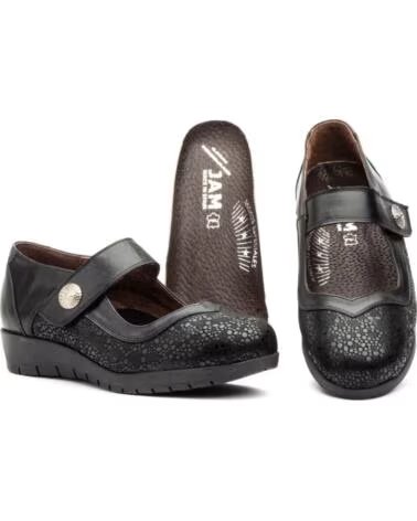CHAUSSURES FEMME CUIR NOIR LYCRA COMPENSÉES MODÈLE 784 NEGRO