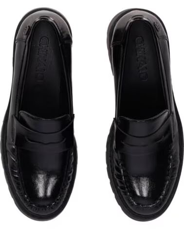 CHIKA10 RUSIAN 01 MOCASSINS DE MULHER SALTO MEDIO PRETO NEGRO-BLACK