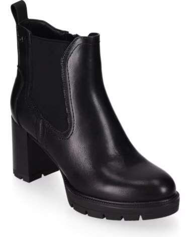 CHIKA10 AVILES 03 BOTINES DE PIEL SINTÉTICA TACÓN BAJO NEGRO-BLACK